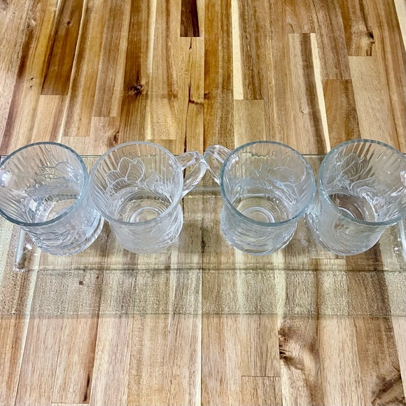 Arcoroc France Vintage Canterbury Crocus Clear Glass Cups Coffee Mugs 1960’s - Picture 4 of 10